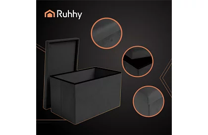 Skládací úložný taburet 60 × 30 × 30 cm – černý samet