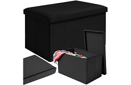 Skládací úložný taburet 60 × 30 × 30 cm – černý samet
