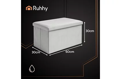 Skládací úložný taburet 60 × 30 × 30 cm – šedý samet