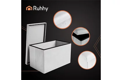 Skládací úložný taburet 60 × 30 × 30 cm – šedý samet