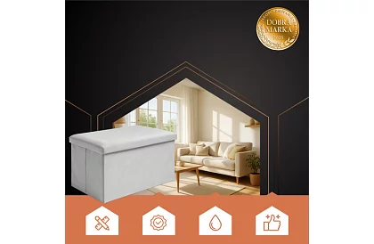 Skládací úložný taburet 60 × 30 × 30 cm – šedý samet