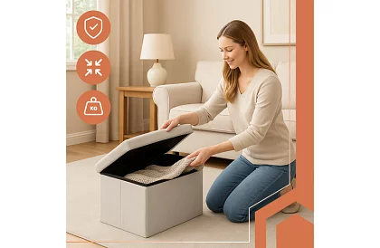 Skládací úložný taburet 60 × 30 × 30 cm – šedý samet