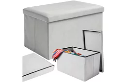 Skládací úložný taburet 60 × 30 × 30 cm – šedý samet