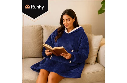 Velká oversize mikina – tmavě modrá deka