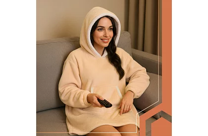 Velká oversize mikina – béžová deka