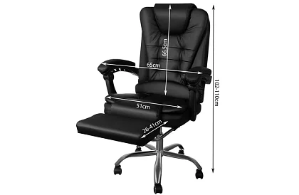 Kancelářské křeslo s výsuvnou opěrkou nohou – černé