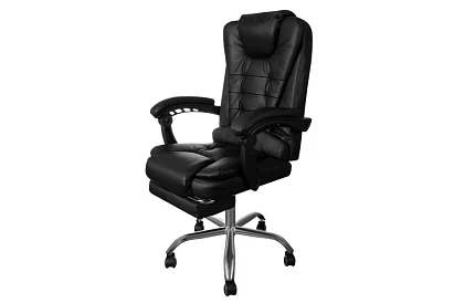 Kancelářské křeslo s výsuvnou opěrkou nohou – černé