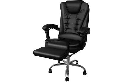 Kancelářské křeslo s výsuvnou opěrkou nohou – černé