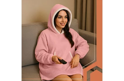 Velká oversize mikina – růžová deka