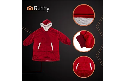 Velká oversize mikina – červená deka