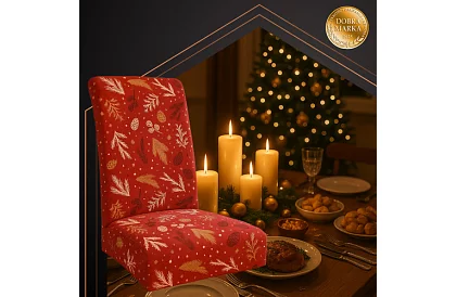 Univerzální potahy na židle se vzorem – sada 6 ks – červené