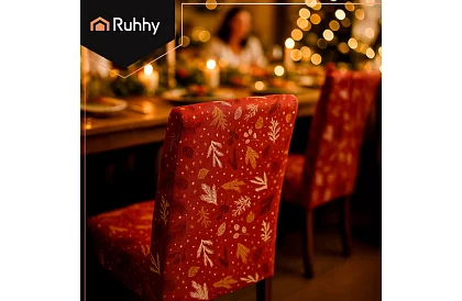 Univerzální potahy na židle se vzorem – sada 6 ks – červené