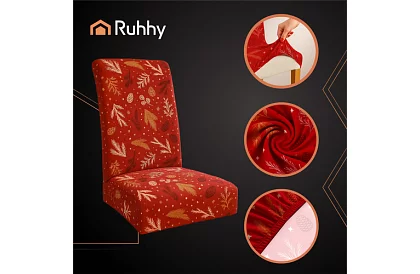 Univerzální potahy na židle se vzorem – sada 6 ks – červené