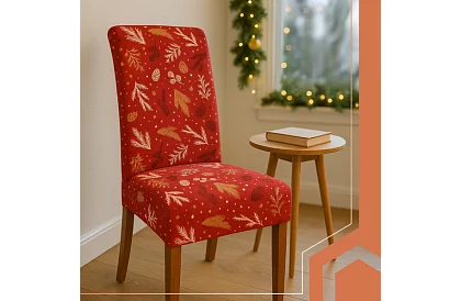 Univerzální potahy na židle se vzorem – sada 6 ks – červené