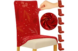 Univerzální potahy na židle se vzorem – sada 6 ks – červené
