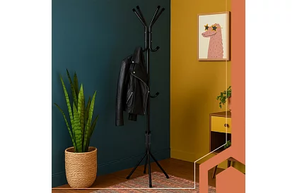 Stojanový věšák na oděvy 170 cm – černý