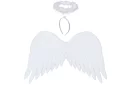 Bílá andělská křídla 2 kusy – 50 x 35 cm + svatozář