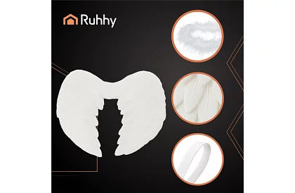 Bílá andělská křídla 2 kusy – 45 x 25 cm + svatozář