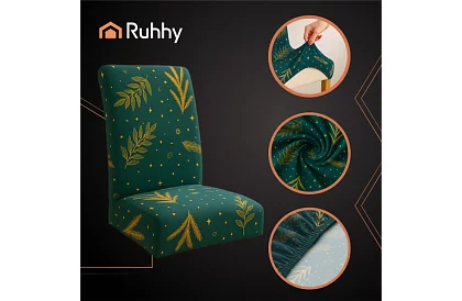 Univerzální potahy na židle se vzorem – sada 6 ks – zelené