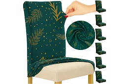 Univerzální potahy na židle se vzorem – sada 6 ks – zelené