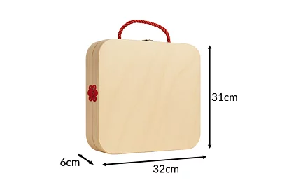 Dřevěná bedna s nářadím a zvířátky - šroubovací prvky