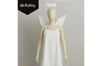 Bílá andělská křídla 2 kusy – 70 x 45 cm + svatozář