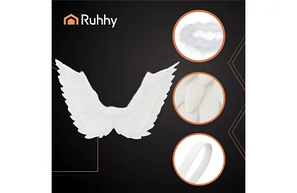 Bílá andělská křídla 2 kusy – 70 x 45 cm + svatozář