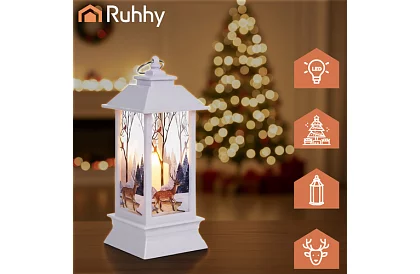 LED vánoční lucerna na baterie – bílá