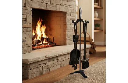 Nářadí ke krbu – sada 5 v 1 ve stylu retro