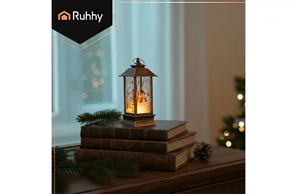 LED vánoční lucerna na baterie – zlatá