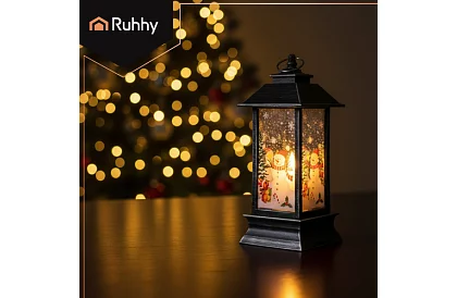 LED vánoční lucerna na baterie – černá