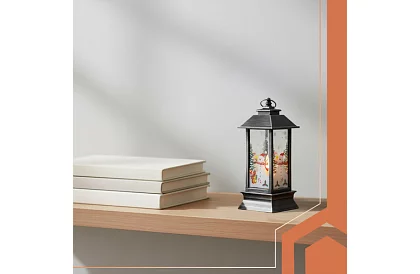 LED vánoční lucerna na baterie – černá