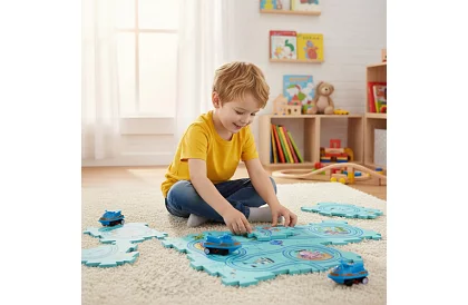 Puzzle dráha pro sestavení – silniční podložka s autíčky