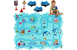 Puzzle dráha pro sestavení – silniční podložka s autíčky