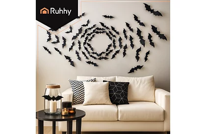 3D samolepky netopýr – 4 velikosti, 56 kusů