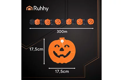 Halloweenská girlanda – dýně, 3 metry