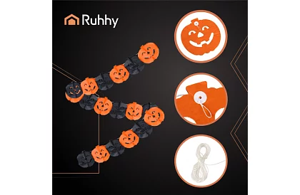 Halloweenská girlanda – dýně, 3 metry