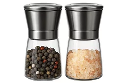 Ruční skleněné mlýnky na koření – sada 2 kusy