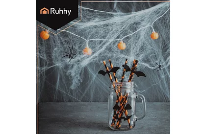 Umělá halloweenská pavučina + 2 pavouci