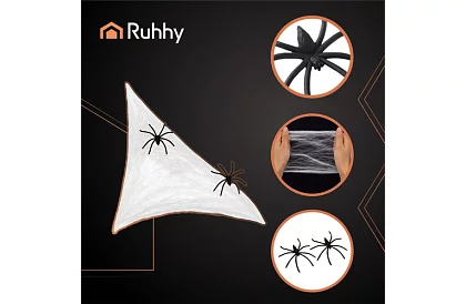 Umělá halloweenská pavučina + 2 pavouci