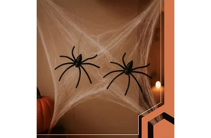 Umělá halloweenská pavučina + 2 pavouci