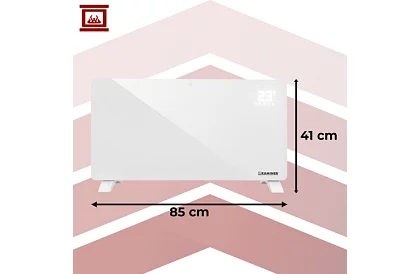 Elektrický skleněný radiátor Zelva 2500W, Wifi, bílý + dálkové ovládání