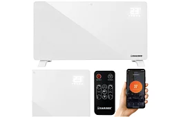 Elektrický skleněný radiátor Zelva 2500W, Wifi, bílý + dálkové ovládání