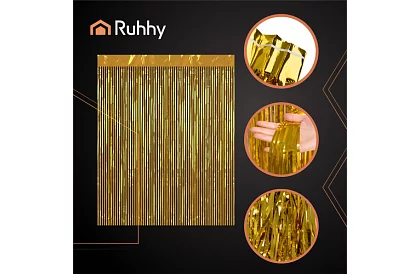 Dekorativní zlatá samolepicí záclona 100 × 200 cm – párty záclona