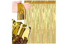 Dekorativní zlatá samolepicí záclona 100 × 200 cm – párty záclona