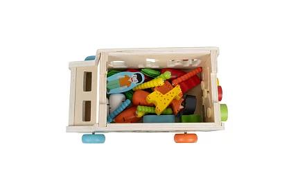 Dřevěné autíčko – Montessori třidič tvarů