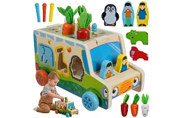 Dřevěné autíčko – Montessori třidič tvarů