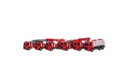 Sada hasičských aut s pohyblivými částmi – 6 kusů