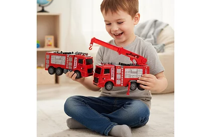Sada hasičských aut s pohyblivými částmi – 6 kusů