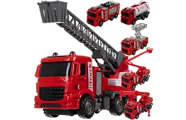 Sada hasičských aut s pohyblivými částmi – 6 kusů